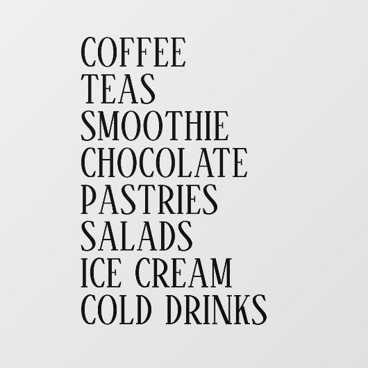 コーヒー、紅茶&サラダ窓ビニール – 透明食品 ウィンドウサイン (シート)