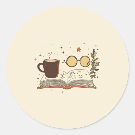 コーヒー 読書メガネ ステッカー (正面)