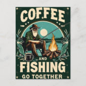 コーヒー&魚釣りが一緒に行く ポストカード (正面)