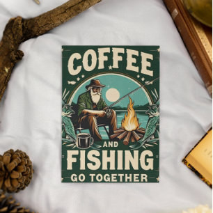 コーヒー&魚釣りが一緒に行く ポストカード