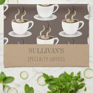 コーヒー   Espresso  カプチーノパターン – モノグラム キッチンタオル