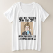 コーヒー、ROCK N ROLL、PLUSサイズレディースTシャツ プラスサイズTシャツ (デザイン正面)