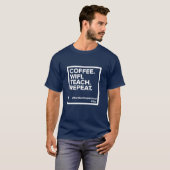 コーヒー.WiFi。教え.Repeat ユニセックス Shirt (Navy) Tシャツ (正面フル)