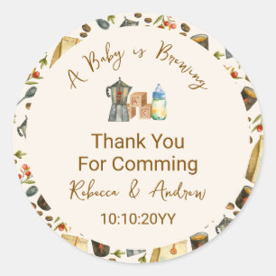 コーヒーAベビーが赤ちゃんシャワーを醸造ありがとう ラウンドシール