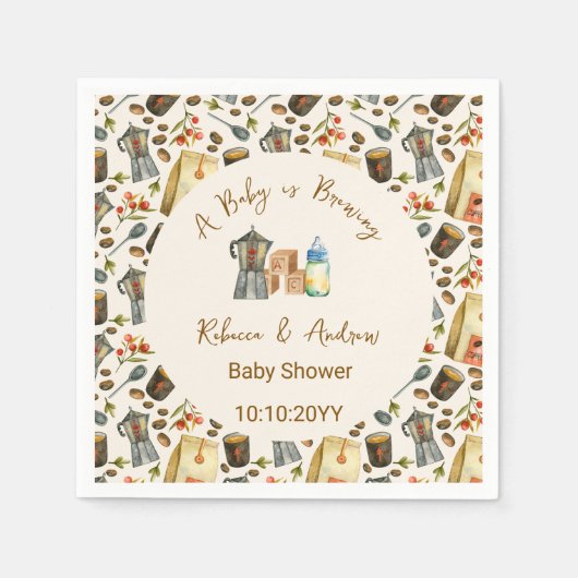 コーヒーAベビーは赤ちゃんシャワーを醸造している スタンダードカクテルナプキン (正面)