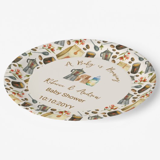 コーヒーAベビーは赤ちゃんシャワーを醸造している ペーパープレート (アングル)