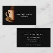 コーヒーBaristaの専門のエレガントで明白な黒 名刺 (正面/裏面)