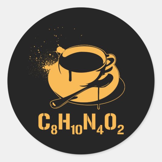 コーヒーC8H10N4O2 ラウンドシール (正面)
