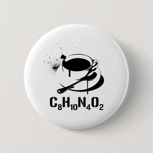 コーヒーC8H10N4O2 缶バッジ (正面)