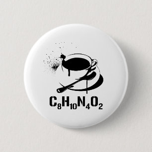 コーヒーC8H10N4O2 缶バッジ
