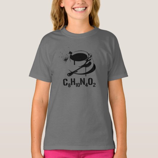 コーヒーC8H10N4O2 Tシャツ (正面)