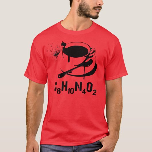 コーヒーC8H10N4O2 Tシャツ (正面)