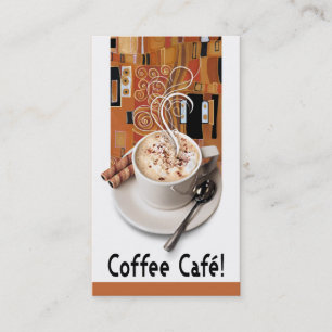 "コーヒーCafé"のグルメ向きのコーヒー、Capuccino、エスプレッソ 名刺