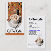 "コーヒーCafé"のグルメ向きのコーヒー、Capuccino、エスプレッソ 名刺 (正面/裏面)