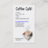 "コーヒーCafé"のグルメ向きのコーヒー、Capuccino、エスプレッソ 名刺 (裏面)