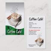 "コーヒーCafé"のグルメ向きのコーヒー、Capuccino、エスプレッソ 名刺 (正面/裏面)