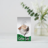 "コーヒーCafé"のグルメ向きのコーヒー、Capuccino、エスプレッソ 名刺 (スタンド正面)