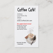 "コーヒーCafé"のグルメ向きのコーヒー、Capuccino、エスプレッソ 名刺 (裏面)