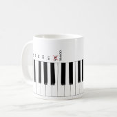 コーヒーNot Teaピアノ鍵盤Do Re Mi Music Mug コーヒーマグカップ (正面左)