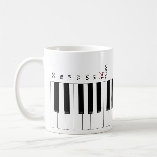 コーヒーNot Teaピアノ鍵盤Do Re Mi Music Mug コーヒーマグカップ (左)