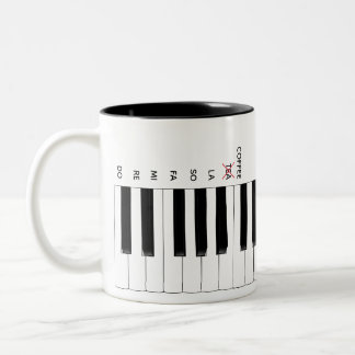コーヒーNot Teaピアノ鍵盤Do Re Mi Music Mug ツートーンマグカップ