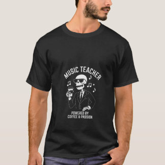 コーヒーPaを搭載したウォメンズスケルトン音楽先生 Tシャツ
