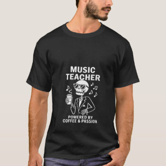 コーヒーPaを搭載したウォメンズスケルトン音楽先生 Tシャツ