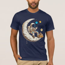 コーヒーTシャツを飲む宇宙飛行士