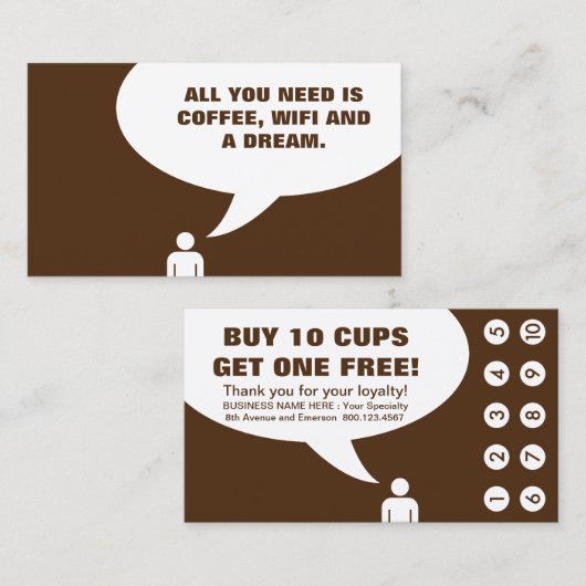 コーヒーwifiとドリームパンチカード ロイヤリティカード (正面/裏面)