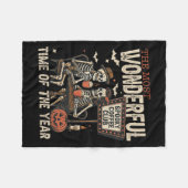 コーヒ不気味ークラブスケルトンハロウィーンシーズンサマム フリースブランケット (正面(横))