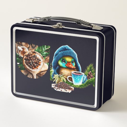 コーヒ予測できなーラバーダックデザイン メタルランチボックス (正面)