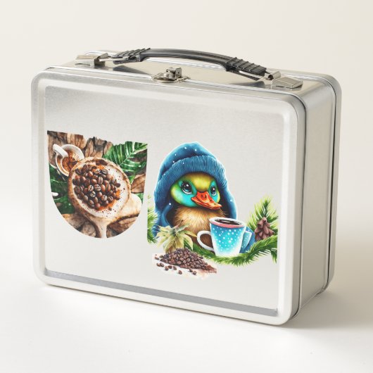 コーヒ予測できなーラバーダックデザイン メタルランチボックス (正面)