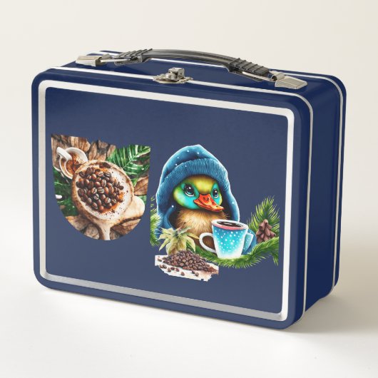 コーヒ予測できなーラバーダックデザイン メタルランチボックス (正面)