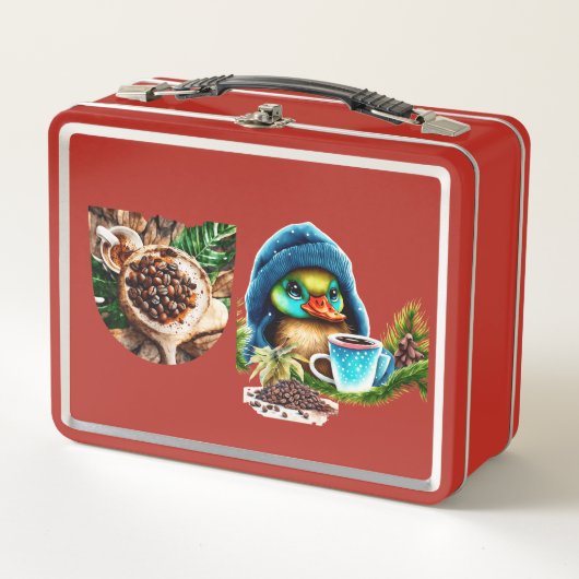 コーヒ予測できなーラバーダックデザイン メタルランチボックス (正面)