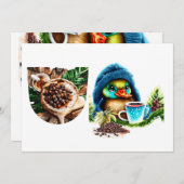 コーヒ予測できなーラバーダックデザイン 招待状 (正面/裏面)