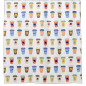 コーヒ予測できなー好きのテイクカップ遠くにパターン シャワーカーテン (正面)