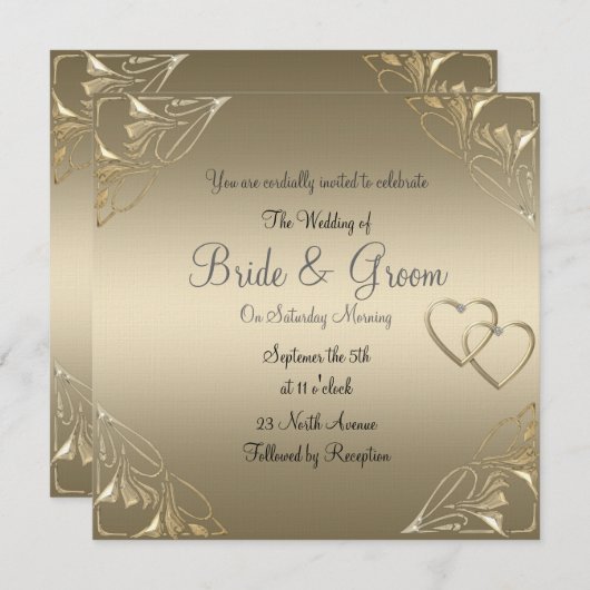 コーヒ人気があるーエレガント結婚式招待状 招待状 (正面/裏面)