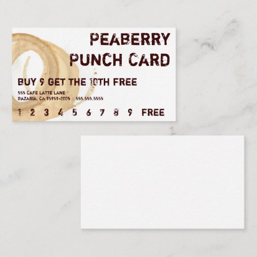 コーヒ動揺してー汚れ飲料パンカード ロイヤリティカード (正面/裏面)