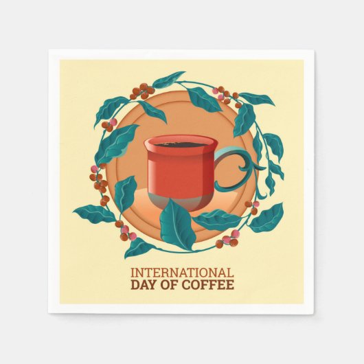 コーヒ国際的ーの日 スタンダードカクテルナプキン (正面)