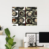 コーヒ市松模様にー ポスター (ホームオフィス)