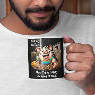 コーヒ得ー…泥中の豚のように幸せ ジャンボコーヒーマグカップ