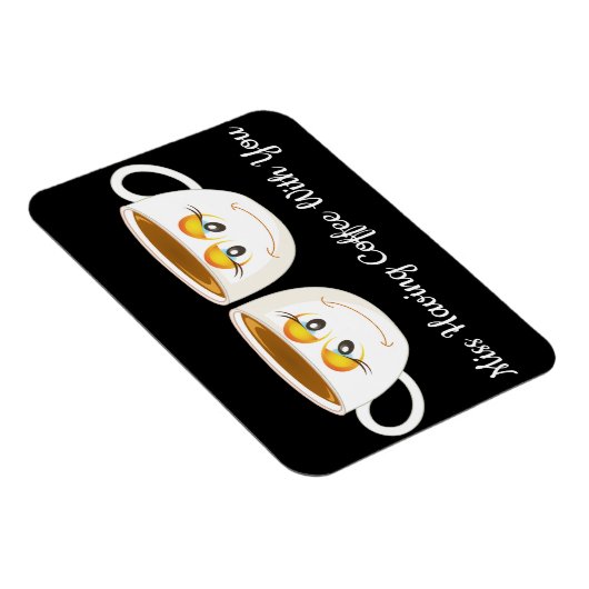 コーヒ恋しく思ーカップで黒とコーヒーを持つ マグネット (右側)