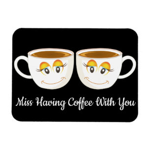 コーヒ恋しく思ーカップで黒とコーヒーを持つ マグネット