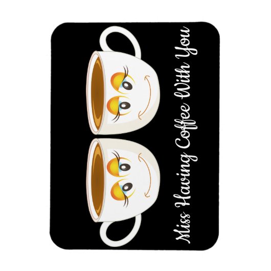 コーヒ恋しく思ーカップで黒とコーヒーを持つ マグネット (縦)