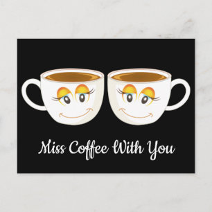 コーヒ恋しく思ーカップ付きブラック付きコーヒー ポストカード