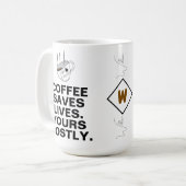 コーヒ救ーは主に自分の生活：コーヒー好き コーヒーマグカップ (正面左)