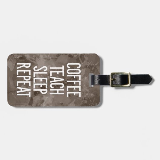 コーヒ教えースリープリピートおもしろい先生 ラゲッジタグ (正面横)