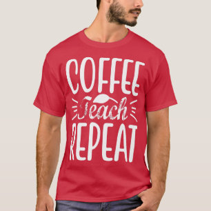 コーヒ教えーリピートレトロ新学期先生 Tシャツ