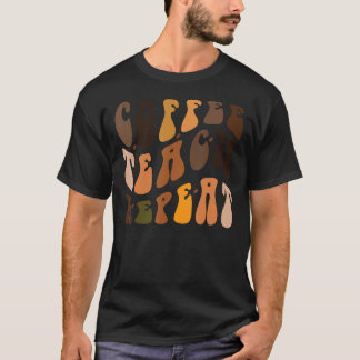 コーヒ教えーリピートレトロGroovy新学期Te Tシャツ
