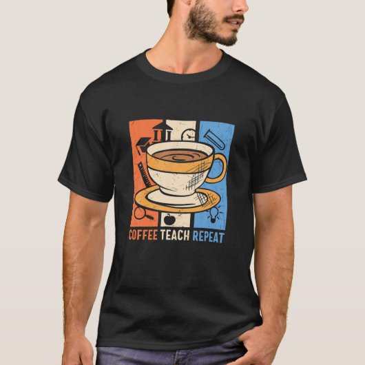 コーヒ教えーリピート – 先生 Tシャツ (正面)
